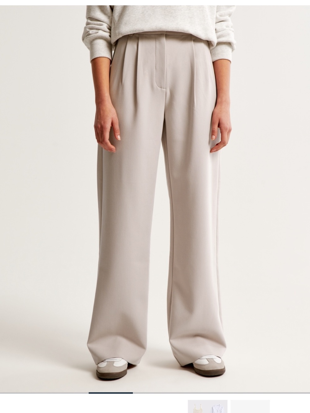 Abercrombie & Fitch Sloan Wide-Leg Trousers in Light Taupe